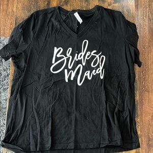 Elegant Black Bridesmaid V-Neck Tee